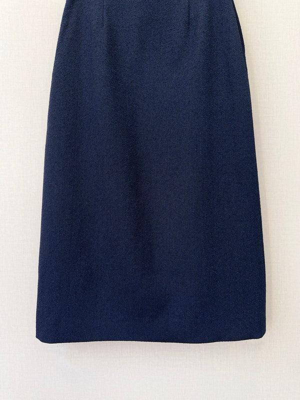 CD 26s High-Waisted Straight Skirt Navy Blue Wool Polyester 413217