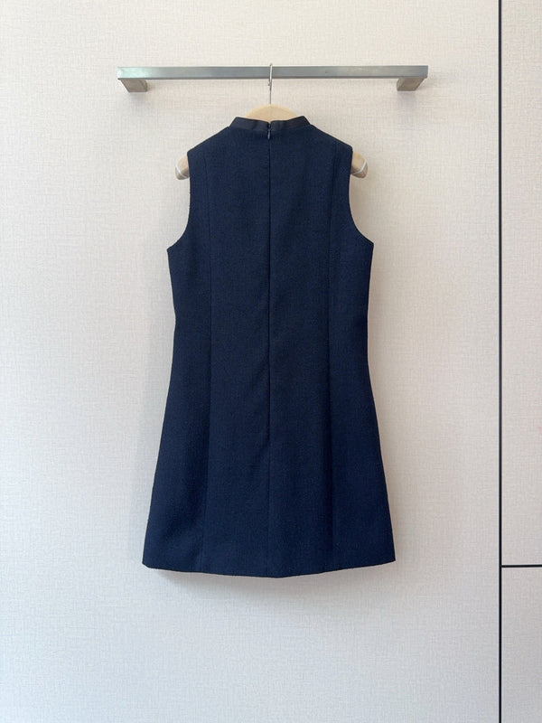 CD 26s Sleeveless Dress Navy Blue Wool Polyester 413216