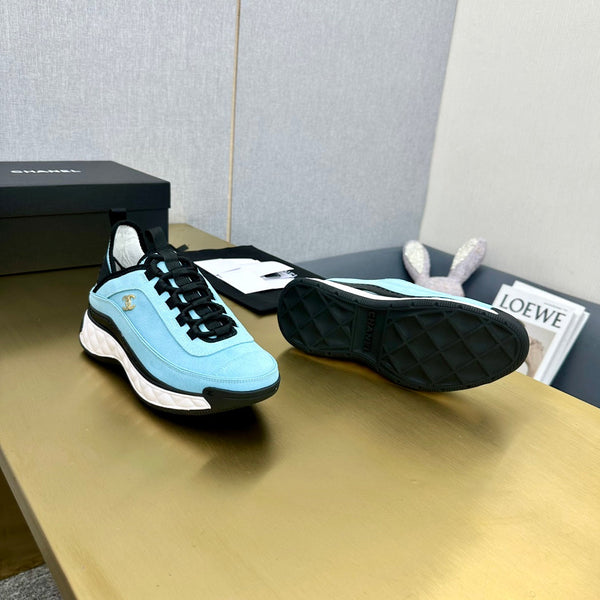 CC 26s Low-Top Chunky Sneakers Light Blue Suede Mesh Textile 980833
