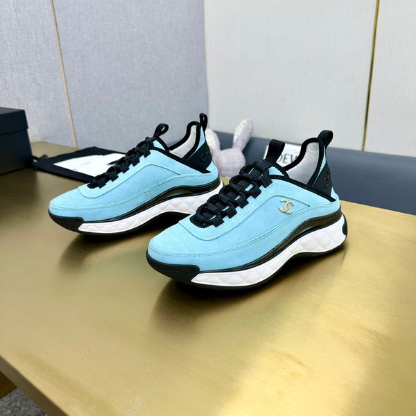 CC 26s Low-Top Chunky Sneakers Light Blue Suede Mesh Textile 980833