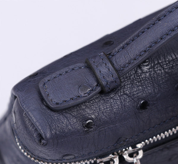 EXTRA POCKET L19 IN SPACE BLUE OSTRICH LEATHER