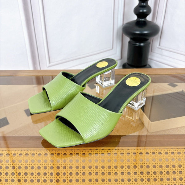 YSL High-Heeled Sandal 5.5cm Olive Leather 932052