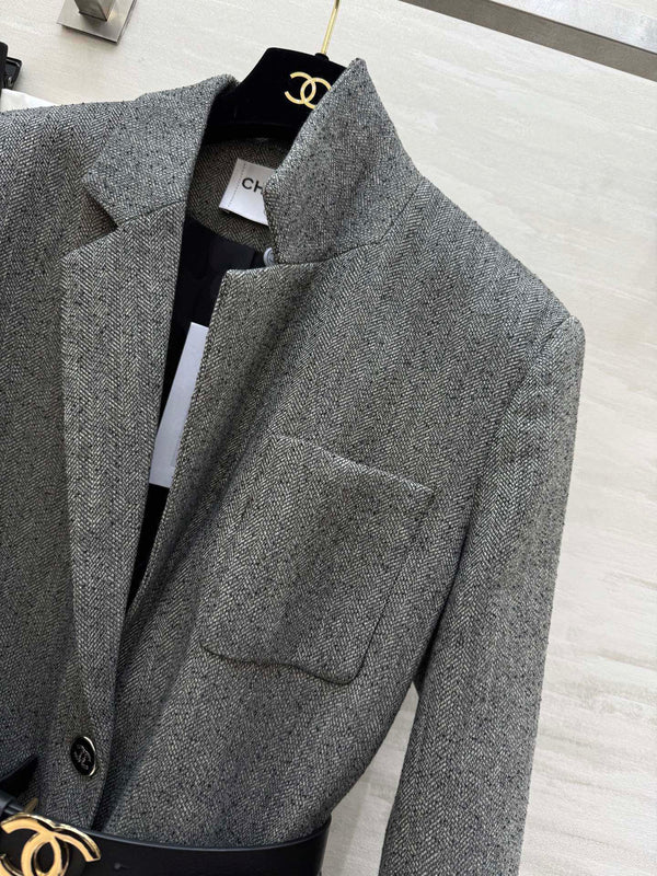 CC 26s Fitted Blazer Grey Wool Blend 352329