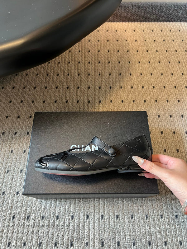 CC 26s Ligne Cambon Mary Jane Flats Black Lambskin 984335
