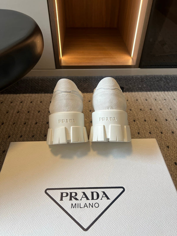 Prad 26s Monolith Sneakers White Suede Mesh Fabric 971700