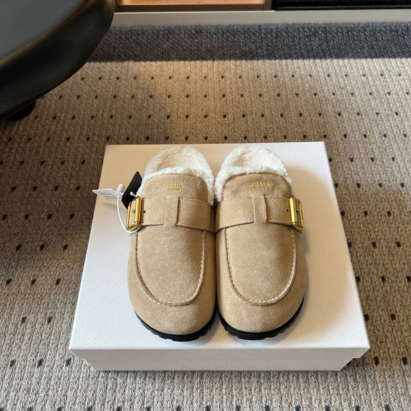 Prada 26s Clogs Desert Suede Shearling 971698