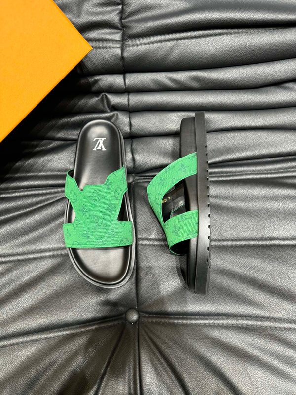 LV OASIS MULE IN EMERALD GREEN MONOGRAM JACQUARD