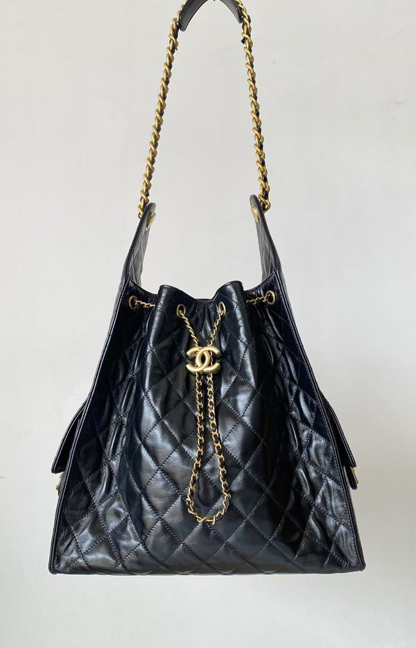 CC 25C Hobo Bags 40cm Black Calfskin