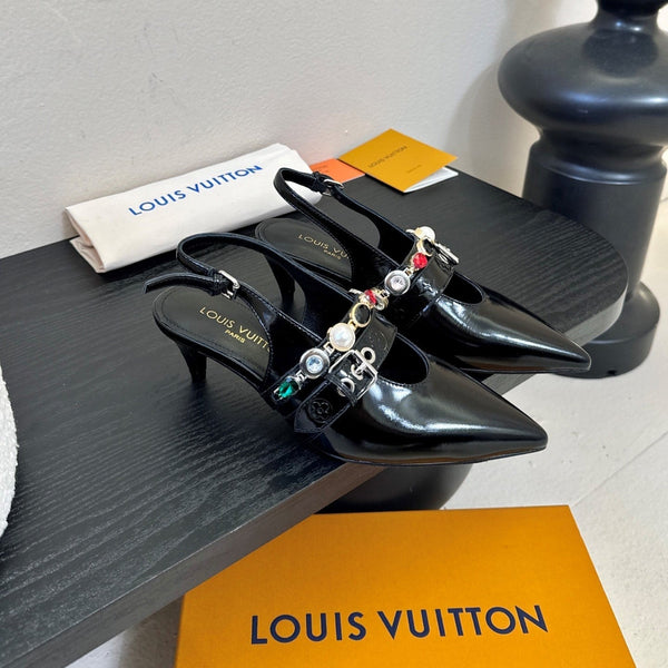 LV Vibe Slingback 6cm Black Patent Leather 580333