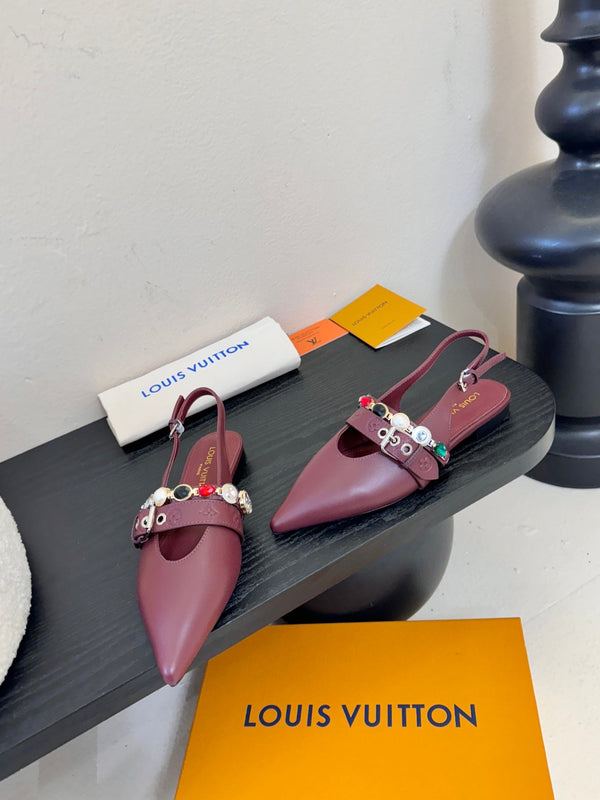 LV Vibe Slingback Flat Dark Burgundy Cowhide 580334