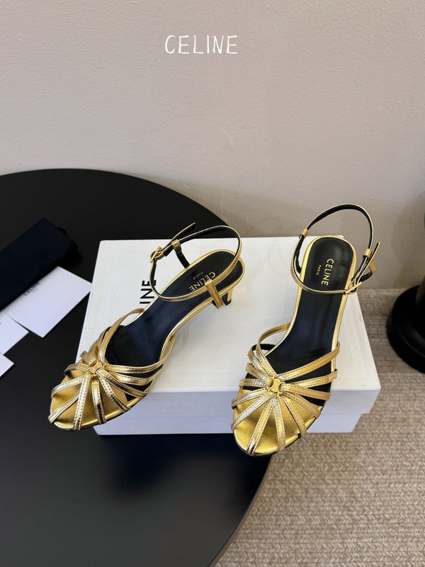 CL Triomphe Sandal 6.5cm Gold Laminated Lambskin 835896