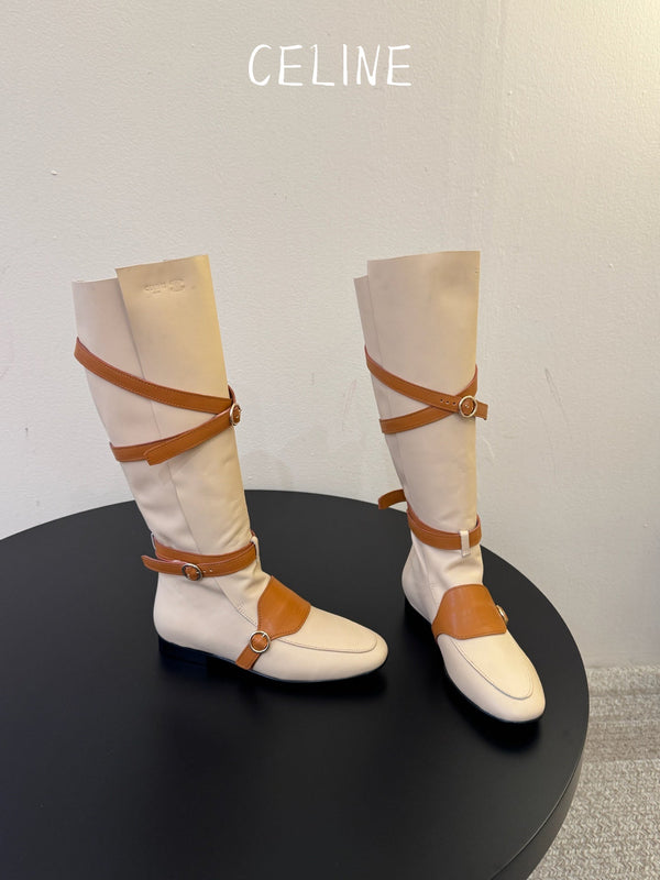 CE 26s Pirate Boots Beige Tan Brown Lambskin104894