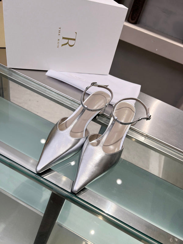 TR 26s Pointed-Toe Slingbacks Sliver Lambskin 997833