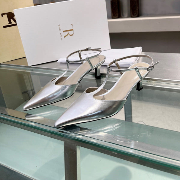 TR 26s Pointed-Toe Slingbacks Sliver Lambskin 997833