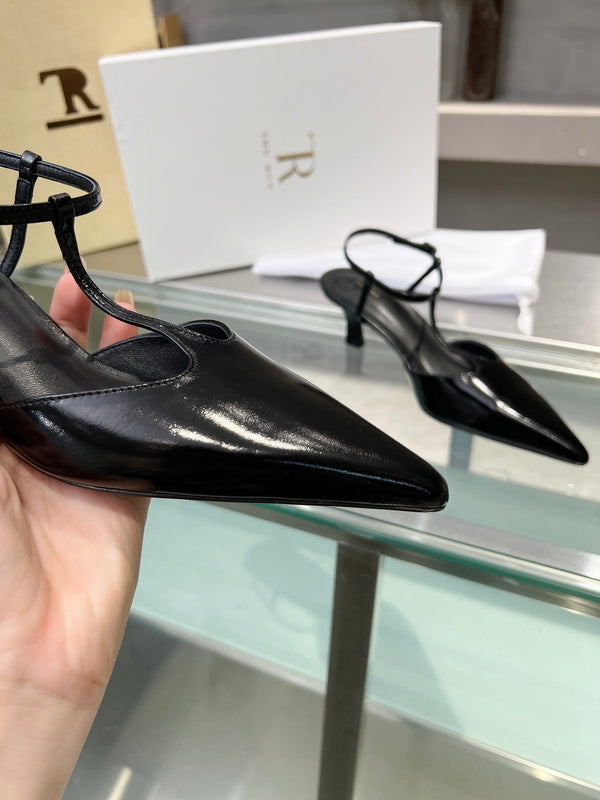 TR 26s Pointed-Toe Slingbacks Black Lambskin 997834