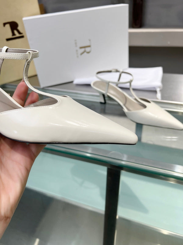 TR 26s Pointed-Toe Slingbacks White Lambskin 997835