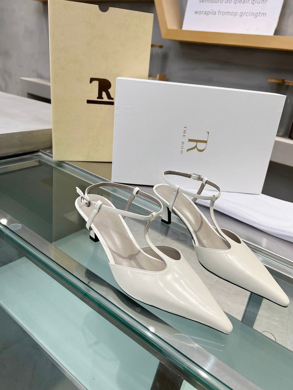TR 26s Pointed-Toe Slingbacks White Lambskin 997835