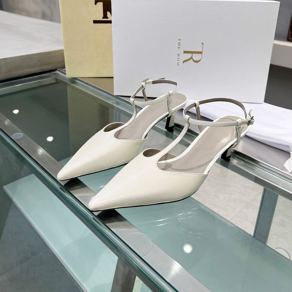TR 26s Pointed-Toe Slingbacks White Lambskin 997835
