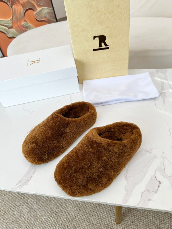The Row 2025 Retro Oversized Toe Birkenstock Slipper Brown Wool 576032