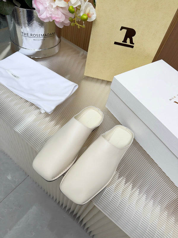 The Row Piper Slide White Leather 707516