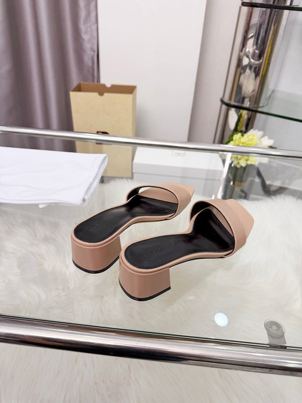 The Row New Chocolate Slide Beige Lambskin 707564