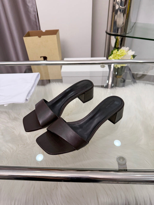 The Row New Chocolate Slide Coffee Lambskin 707565