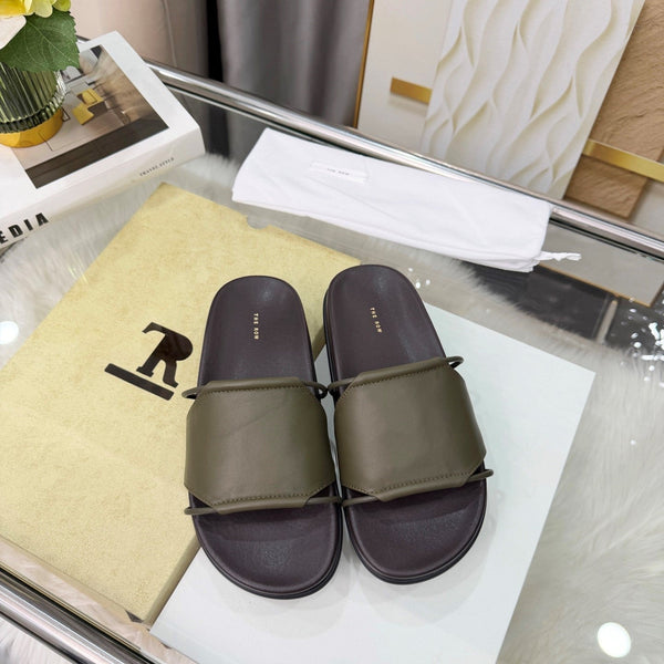 The Row Vivienne Slide Olive Sheepskin 827497