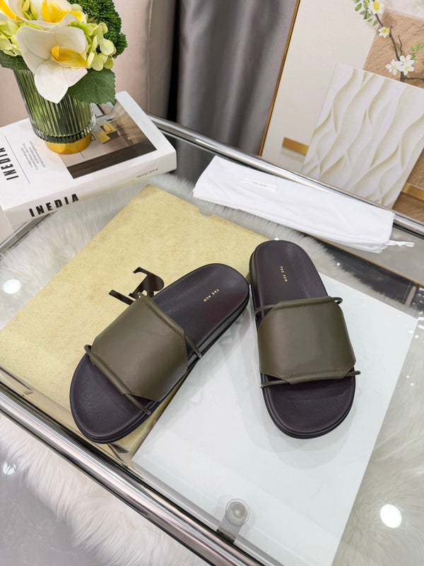 The Row Vivienne Slide Olive Sheepskin 827497