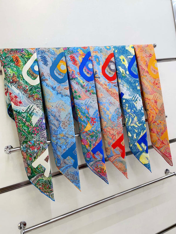 Eleftheria Scarf 90 CM In Colorful Silk Twill  193836
