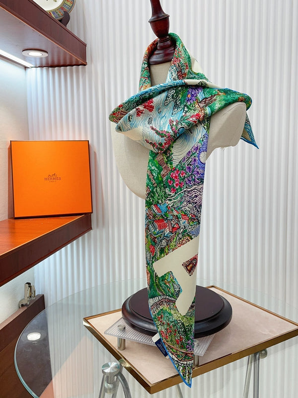 Eleftheria Scarf 90 CM In Colorful Silk Twill 193831