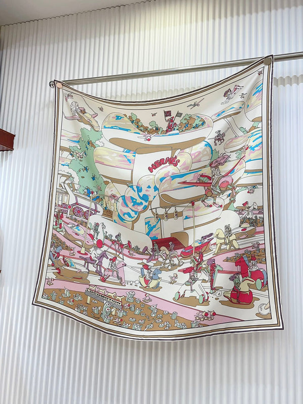 Locomotion Shawl 90 CM In Colorful Silk Twill  225470
