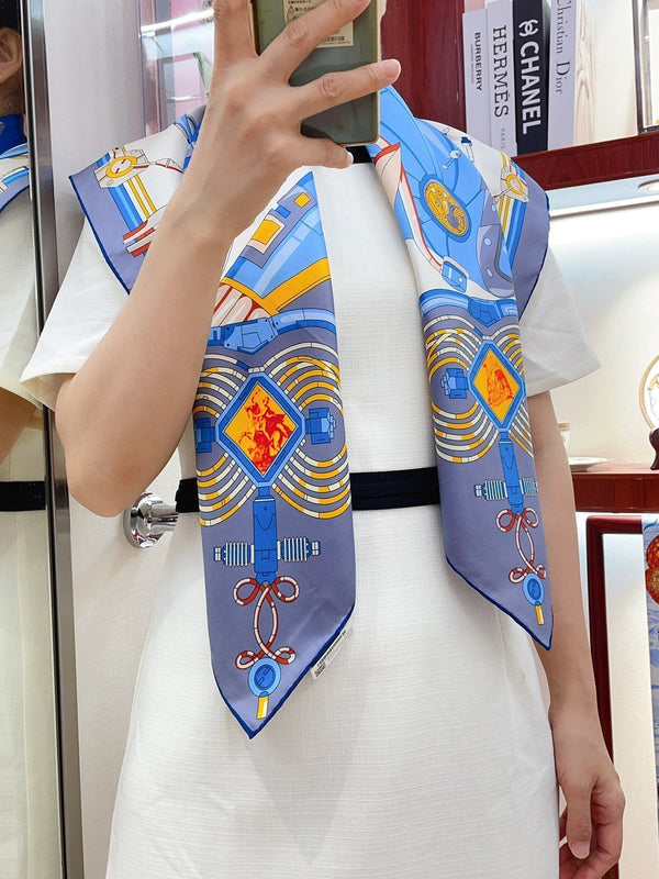 Neo Brandebourgs Scarf 90 CM In Colorful Silk Twill  257434