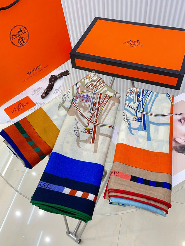 Voitures En Equilibre Scarf 140 CM In Colorful Cashmere And Silk 265385
