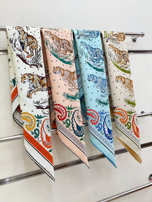 Guepards Bandana Double Face Scarf 90 CM In Colorful Silk 301850