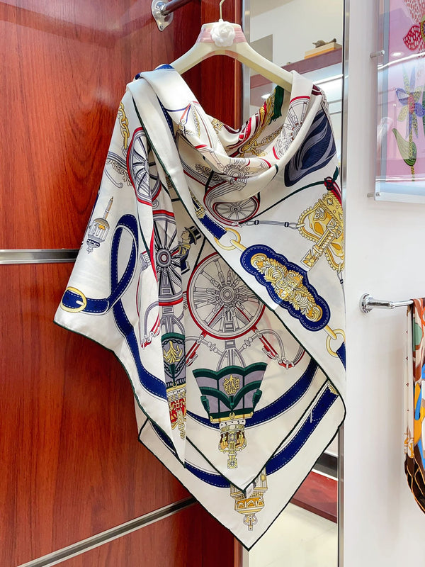 Stately Wheels Scarf 135 CM Colorful Cashmere And Silk 327469
