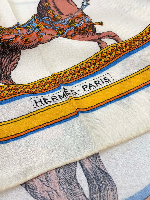 Grand Apparat Forever Scarf 140 CM In White Colorful Cashmere And Silk 378466