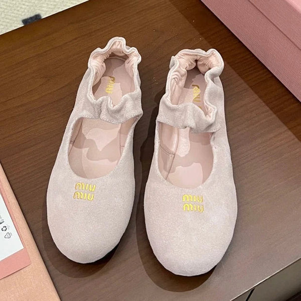 Miumiu 2026 Ruches Mary Jane Flats Suede 957361