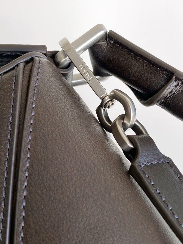 Loewe Panta Small Puzzle Bag 24cm Chocolate Glossy Calfskin
