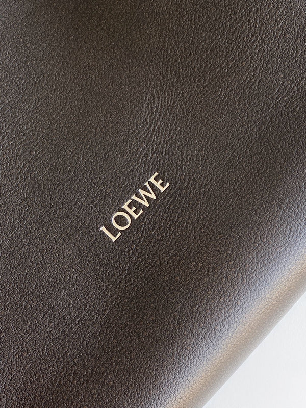 Loewe Panta Medium 30 Flamenco Clutch Bag Chocolate Calfskin