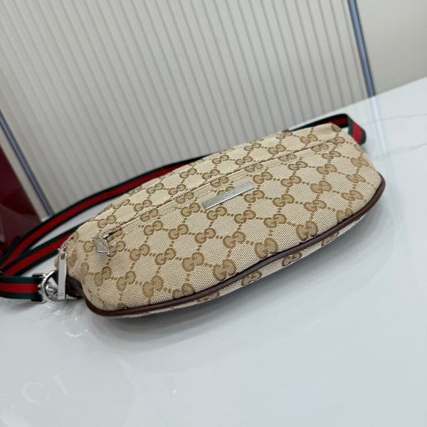 GG Tag Small Crossbody Bag Beige Canvas 141748