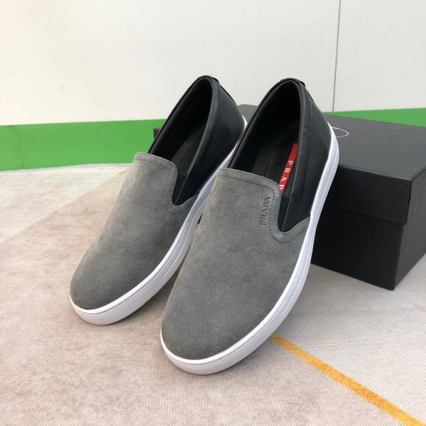 PRA LOAFER IN GREY SUEDE AND BLACK CALFSKIN
