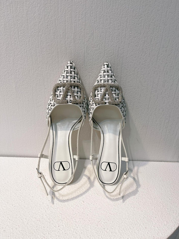 VT High Heeled Slingbacks White Sheepskin 292800