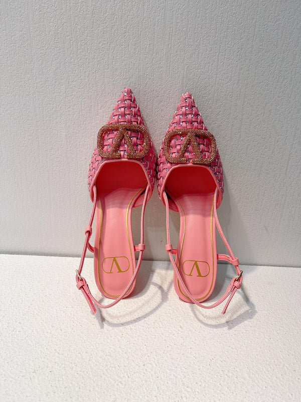 VT High Heeled Slingbacks Pink Sheepskin 292802