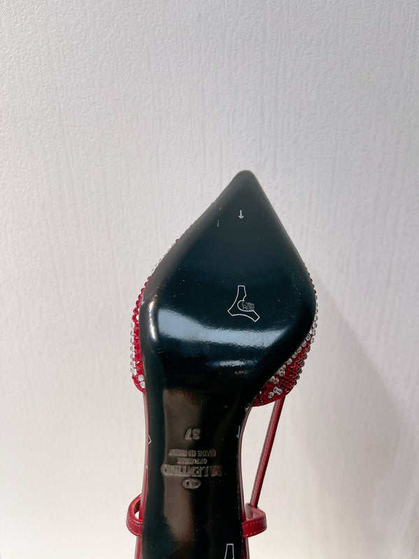VT High Heeled Slingbacks Ruby Red Sheepskin 292825