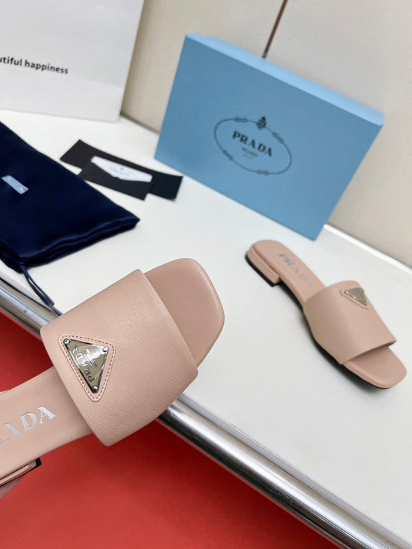 Prad 26s Saffiano Slides Powder Pink Leather 986629
