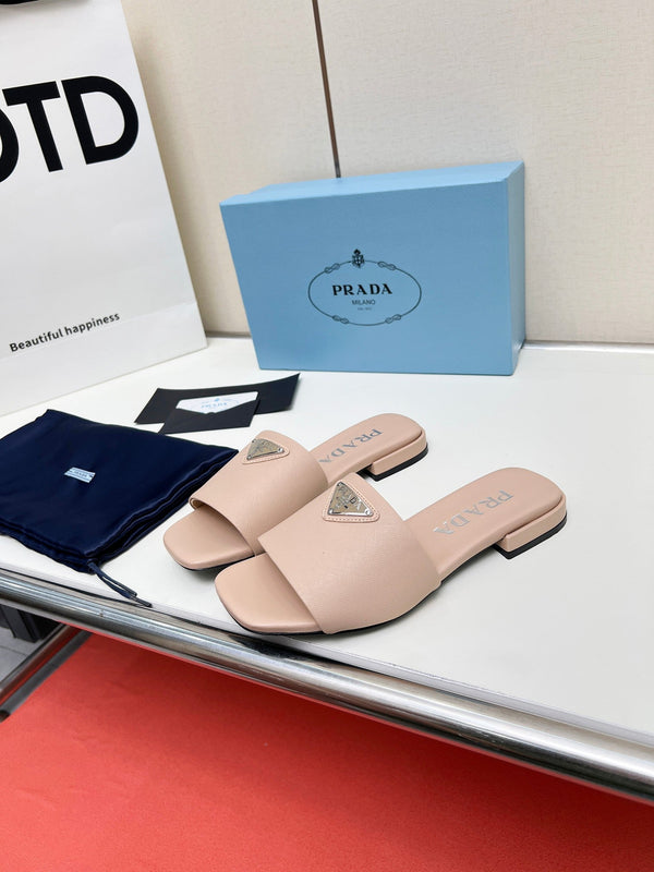 Prad 26s Saffiano Slides Powder Pink Leather 986629