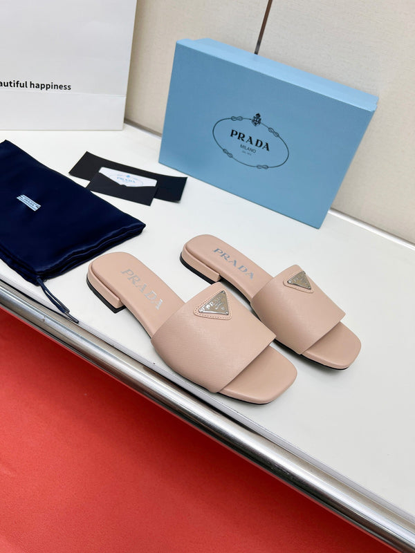 Prad 26s Saffiano Slides Powder Pink Leather 986629