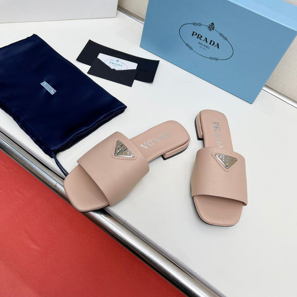 Prad 26s Saffiano Slides Powder Pink Leather 986629