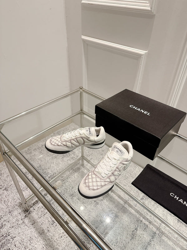 Chanel 25A Sports Shoes White Black Sheepskin 393112