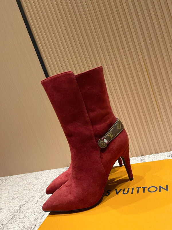 LV Legacy Ankle Boot 80mm Red Suede 480588